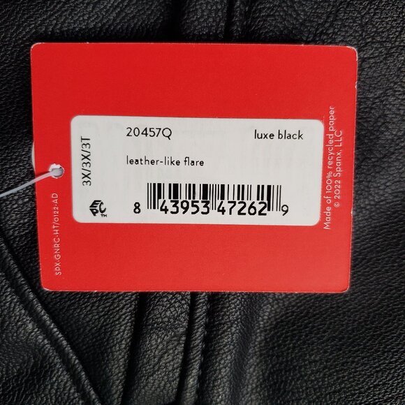 Spanx Leather Like Flare Leg Stretch Pull On Luxe Black Pants - Picture 6 of 16